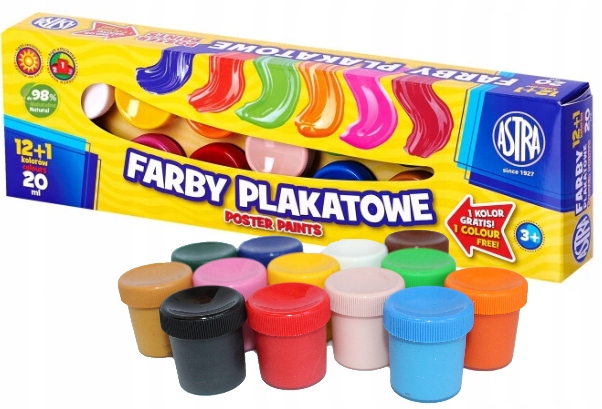 

Farby plakatowe Astra 12 kolrów 20 ml 1