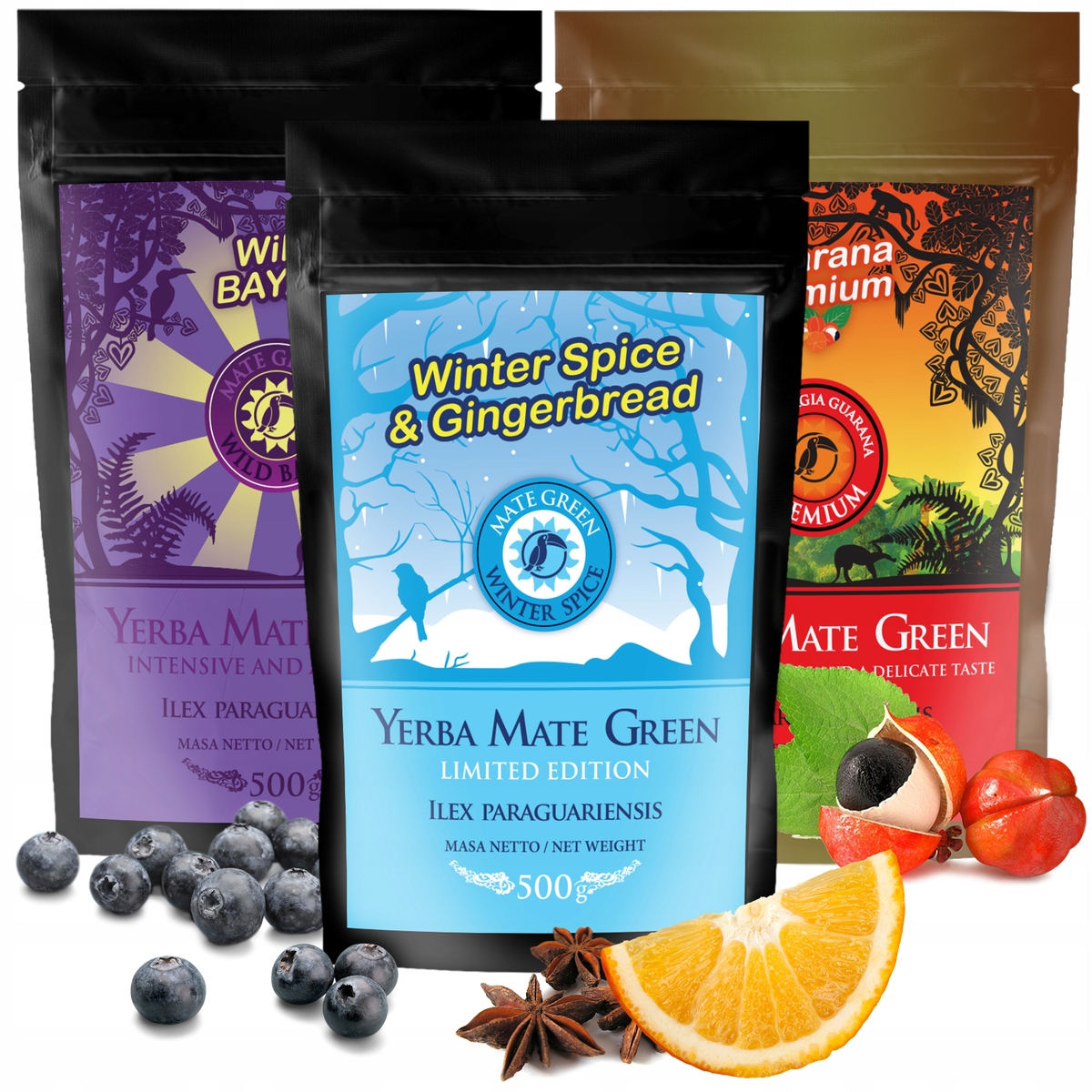 Levně Sada Yerba Mate Mate Green Zimní příchutě 3x500g