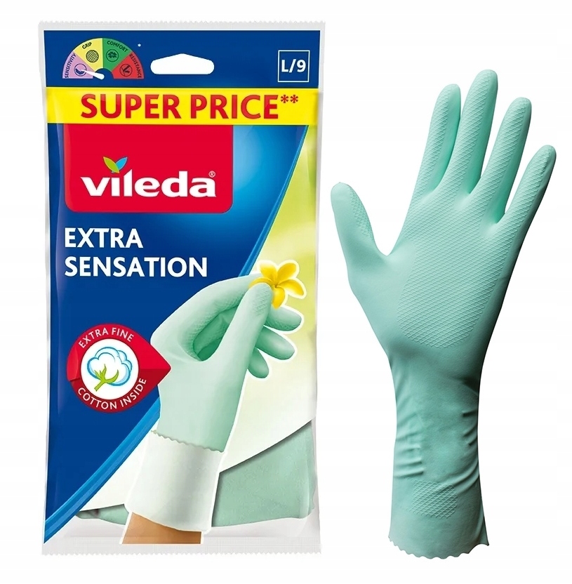

Rękawice Gumowe Vileda Extra Sensation L/9 Mocne