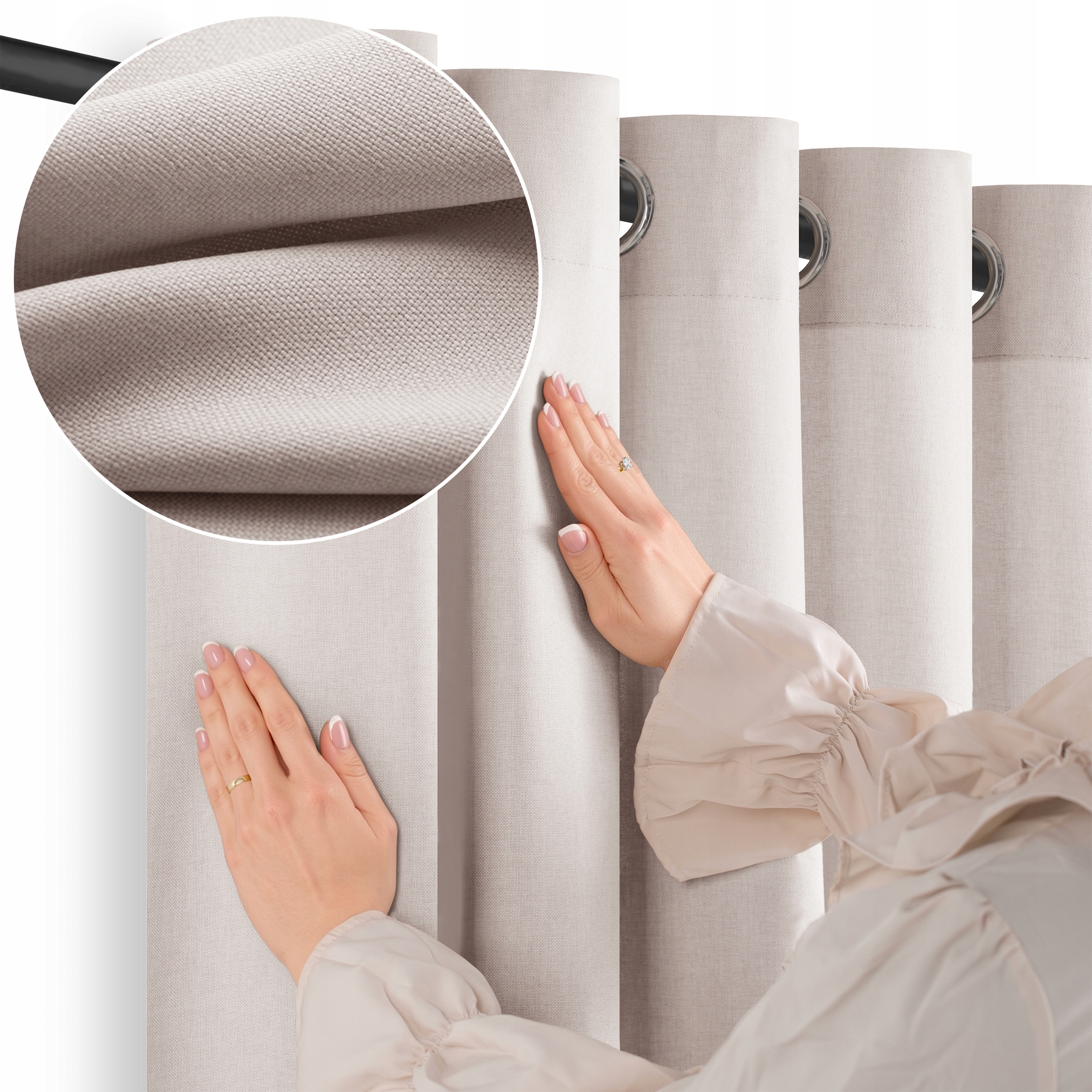 Filumi Záclony na průchodkách s lenovou vazbou do kuchyně Světle Béžová 350x255