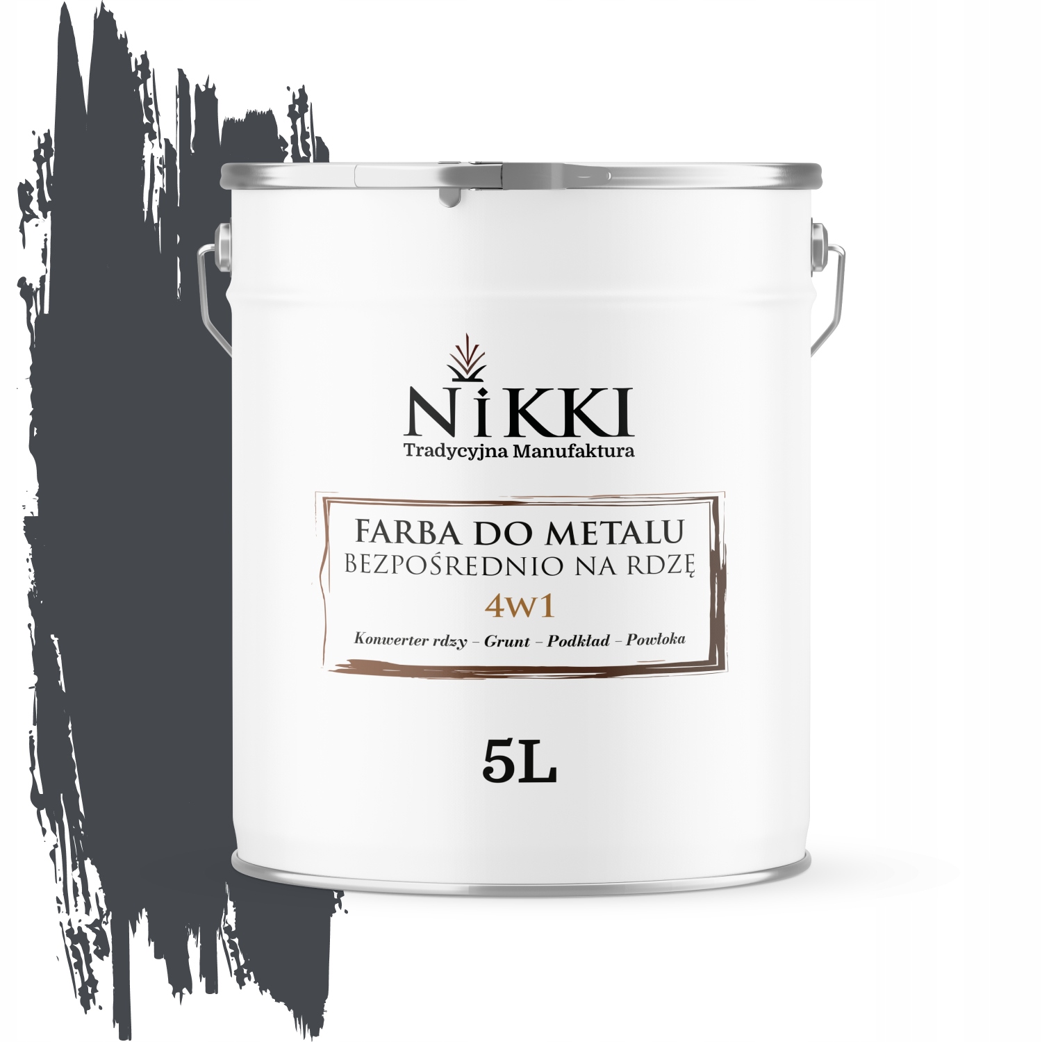 Farba Do Metalu Prosto Na Rdzę Ocynk 4w1 Kolor Grafitowy Ral 7024 Połysk 5L