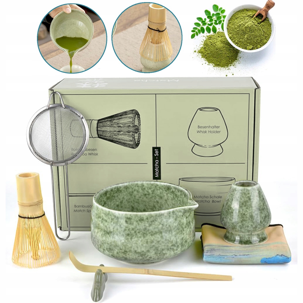 Levně Bambusová Sada Na Výrobu Matchy Šlehací Metla Lžíce Chasen, Metla