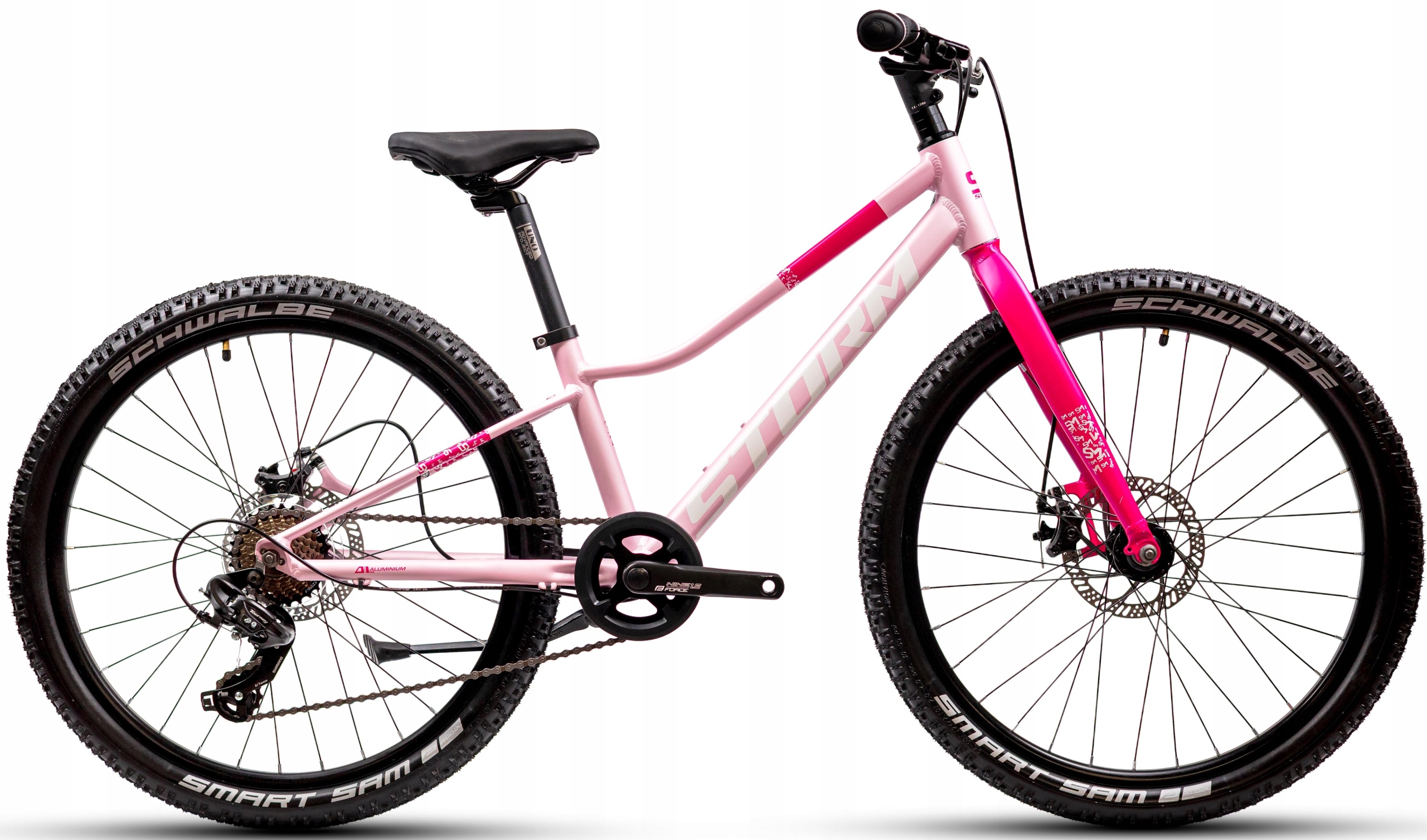 Rower Młodzieżowy 24 Storm Bella 2D rama 11 24 pudrowy róż 2025 1x7