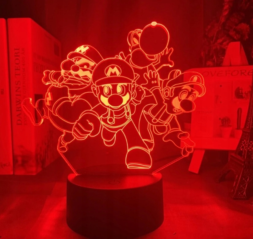 Lampka na biurko Mario Bros 16Kolorów LED PLEXIDO Zasilanie bateryjne sieciowe