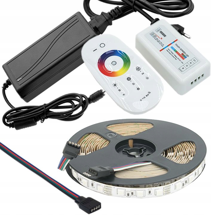 Zestaw taśmy LED kolor RGB 72W 5m 12V pilot dotyk