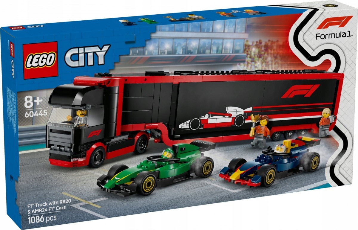 Lego Stavebnice City 60445 Nákladní vůz F1 s formulemi