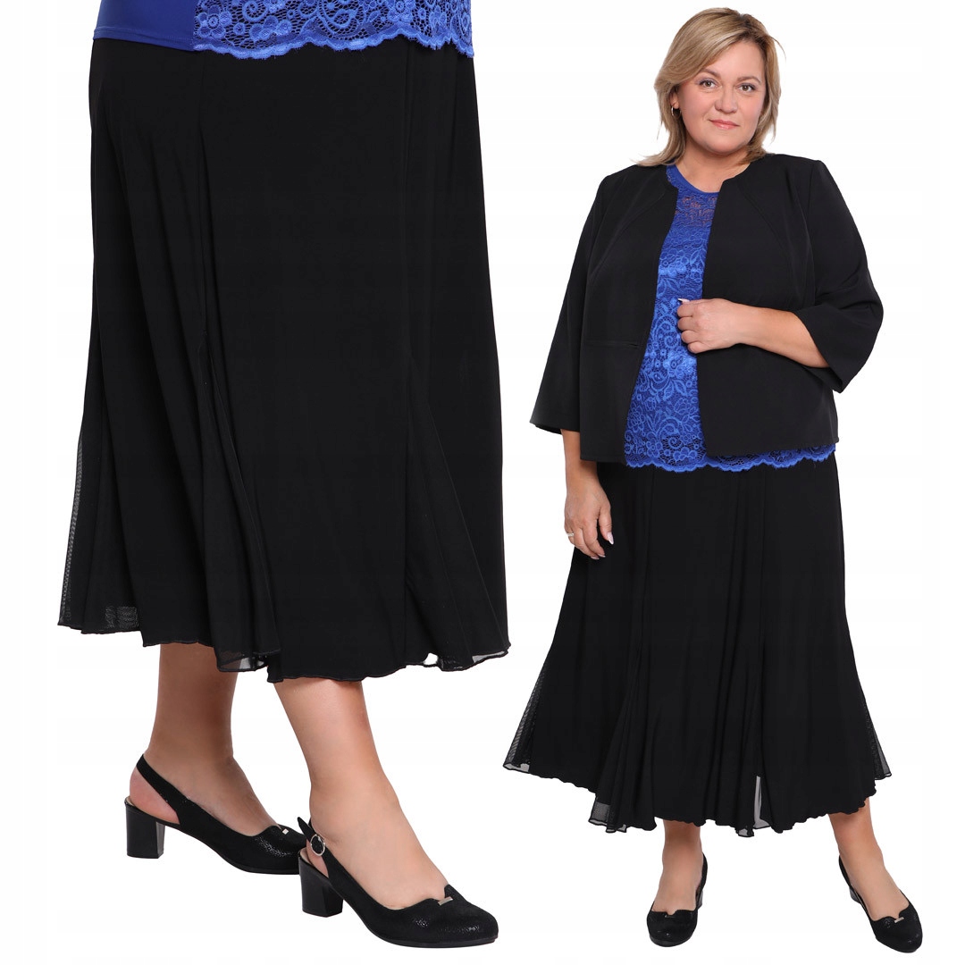Černá sukně s šifonem plus size velikost 52/54