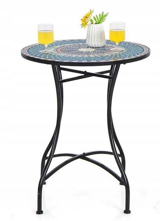 Bistro stolík s mozaikou Okrúhly kovový záhradný stolík do obývačky, barový