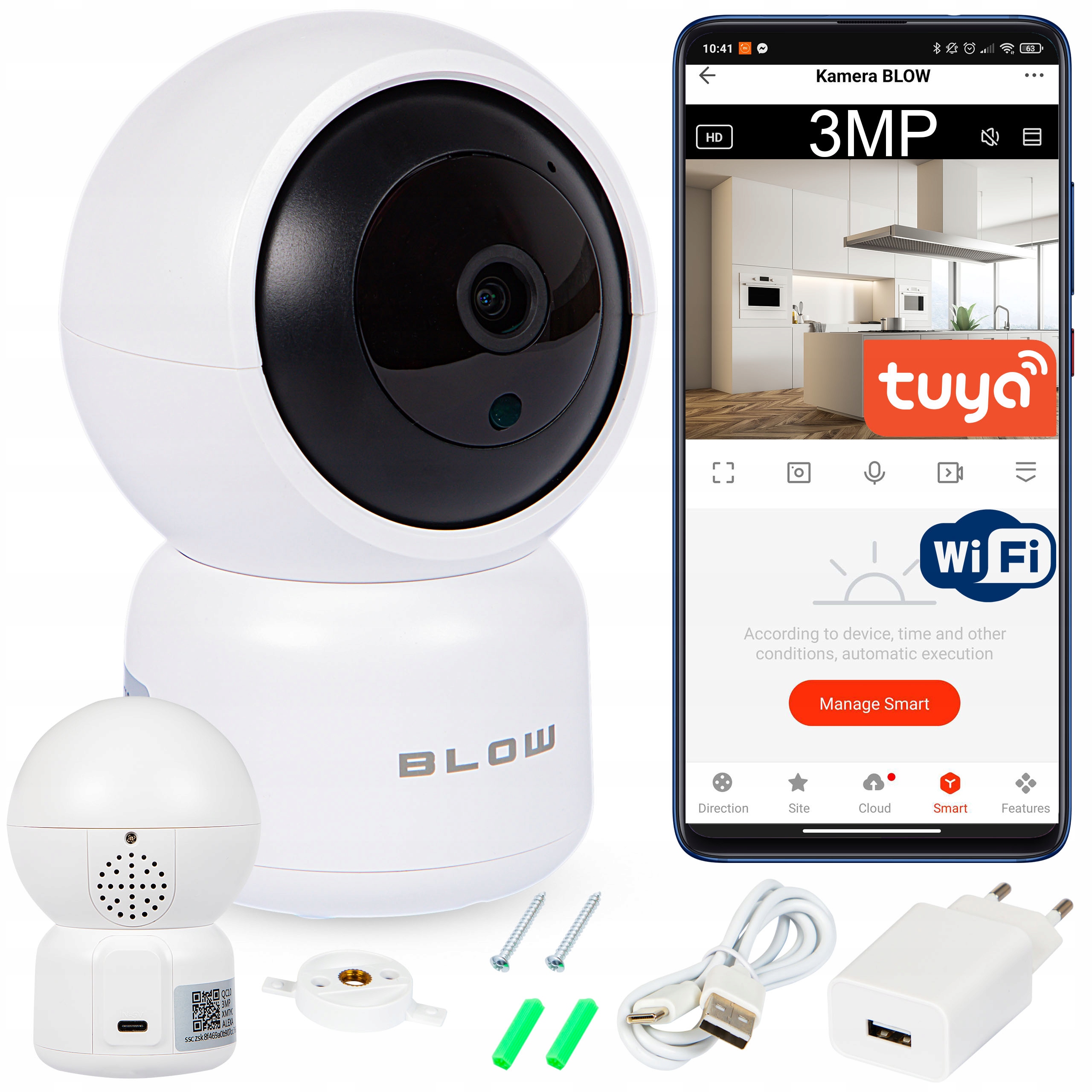 Otočná Kamera Wifi Ip 3MP Audio Chůvička Elektronická Tuya Smart Ultra Hd