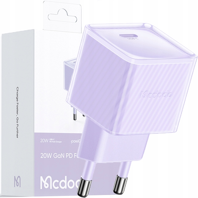 Ładowarka McDodo Usb-c 20W do iPhone 13/14/15 Szybkie Ładowanie Fioletowa