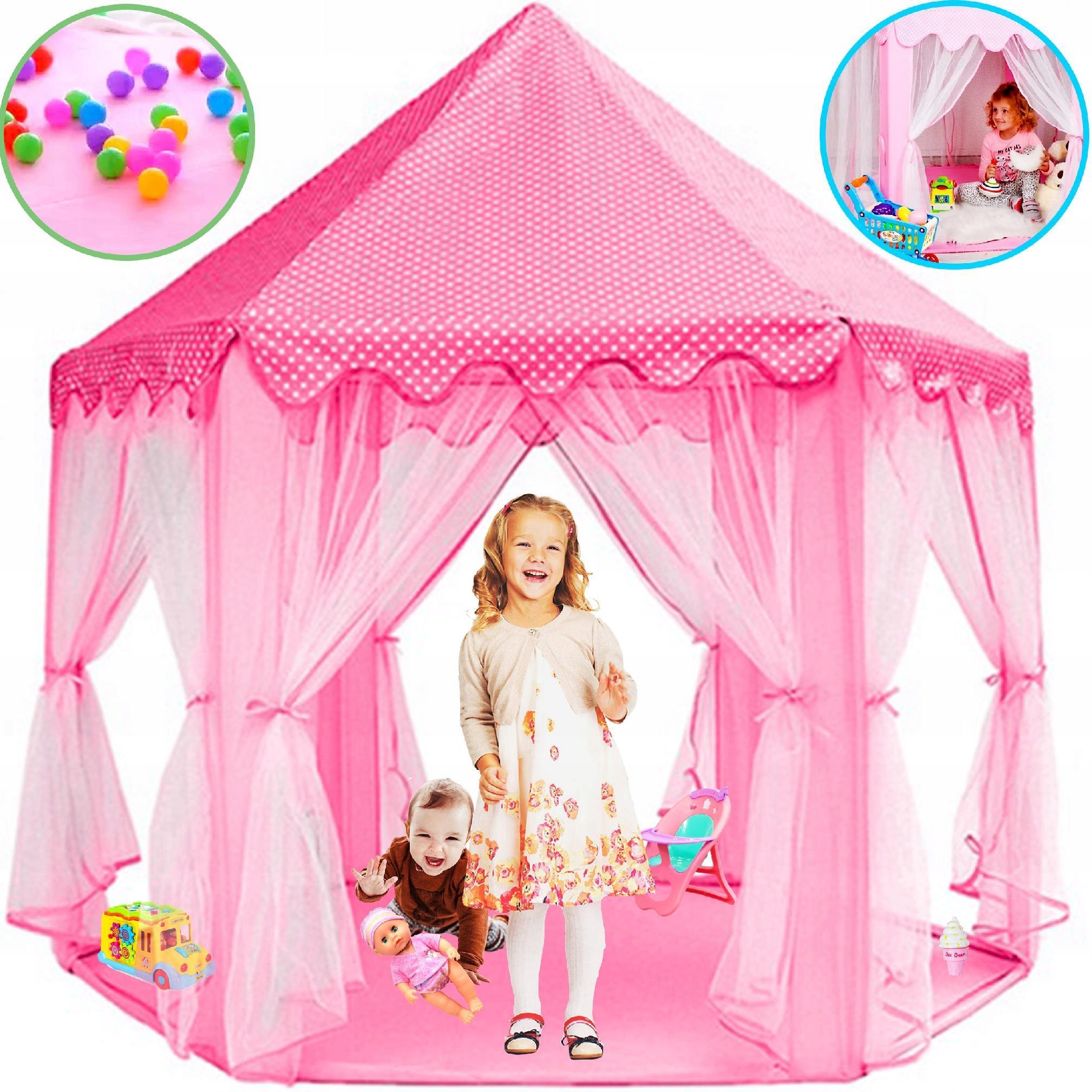 NAMIOT DLA DZIECI RÓŻOWY ZAMEK PAŁAC DO DOMU OGRÓD