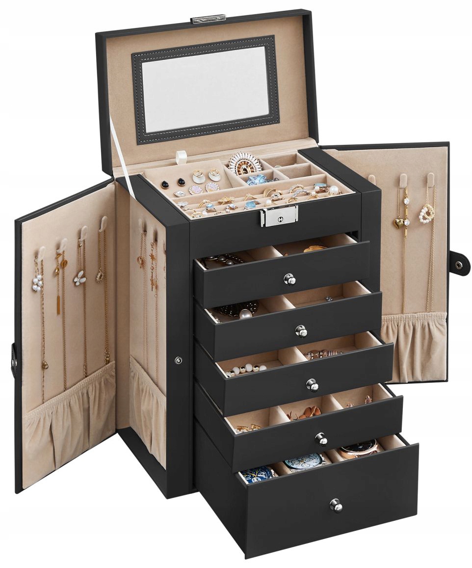 Kufřík na šperky Schránka Organizér Prostorný Velký Elegantní Krabička