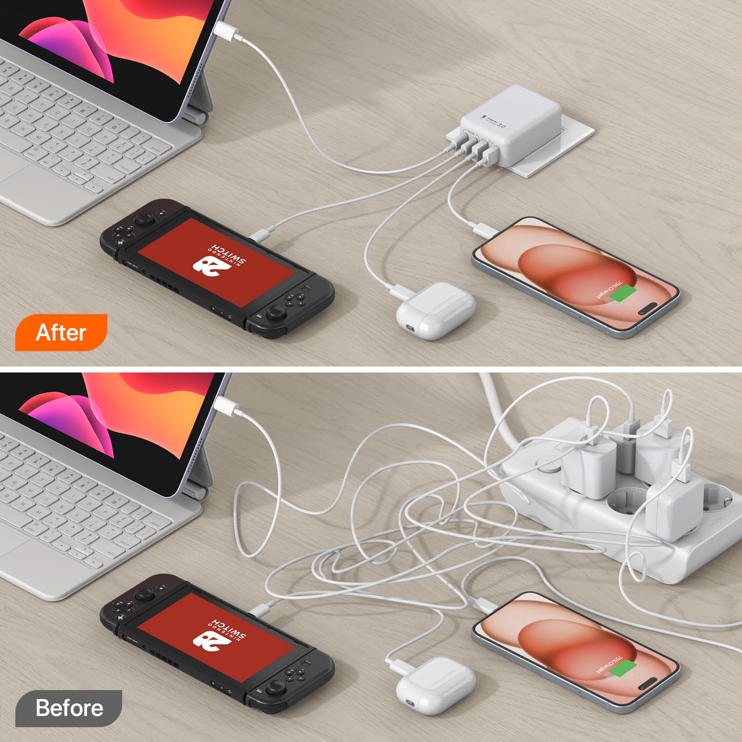 nongxiang 40W 4-Port USB-C PD Charger for iPhone, Samsung, Pixel, Tablets — miniatura 6