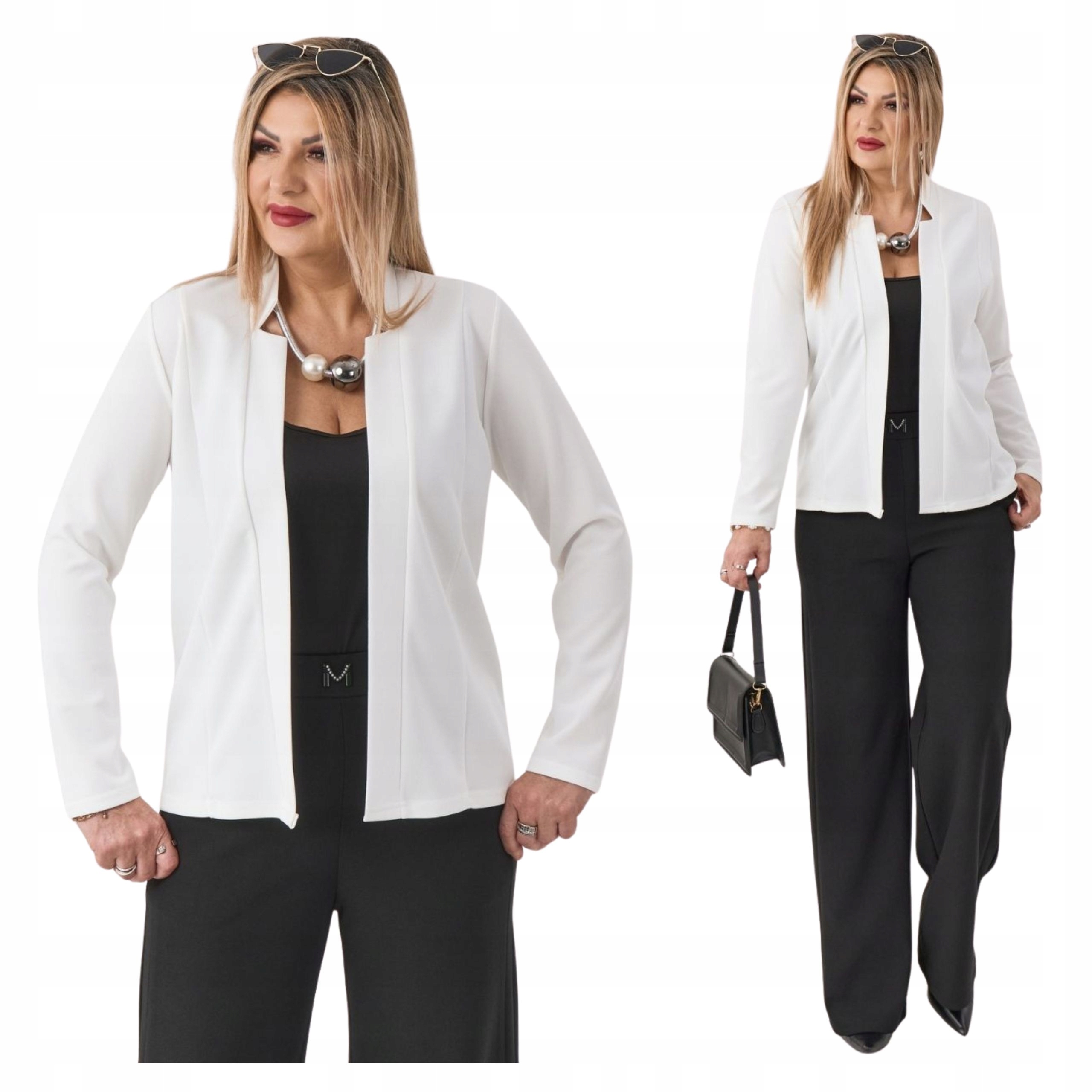 Wizytowa Narzutka Gładka Luźna Żakiet Polski Producent Duże Rozmiary