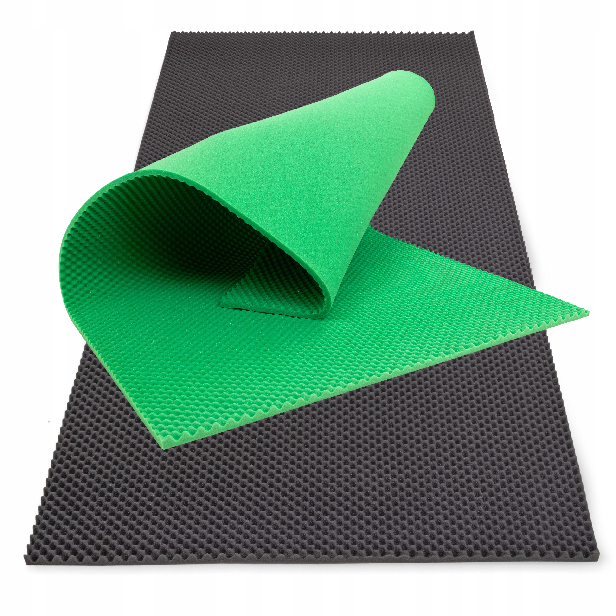 Akustická podložka Gofry vlna šedá a tmavě zelená 200x100x2 cm, kazety 4 m²