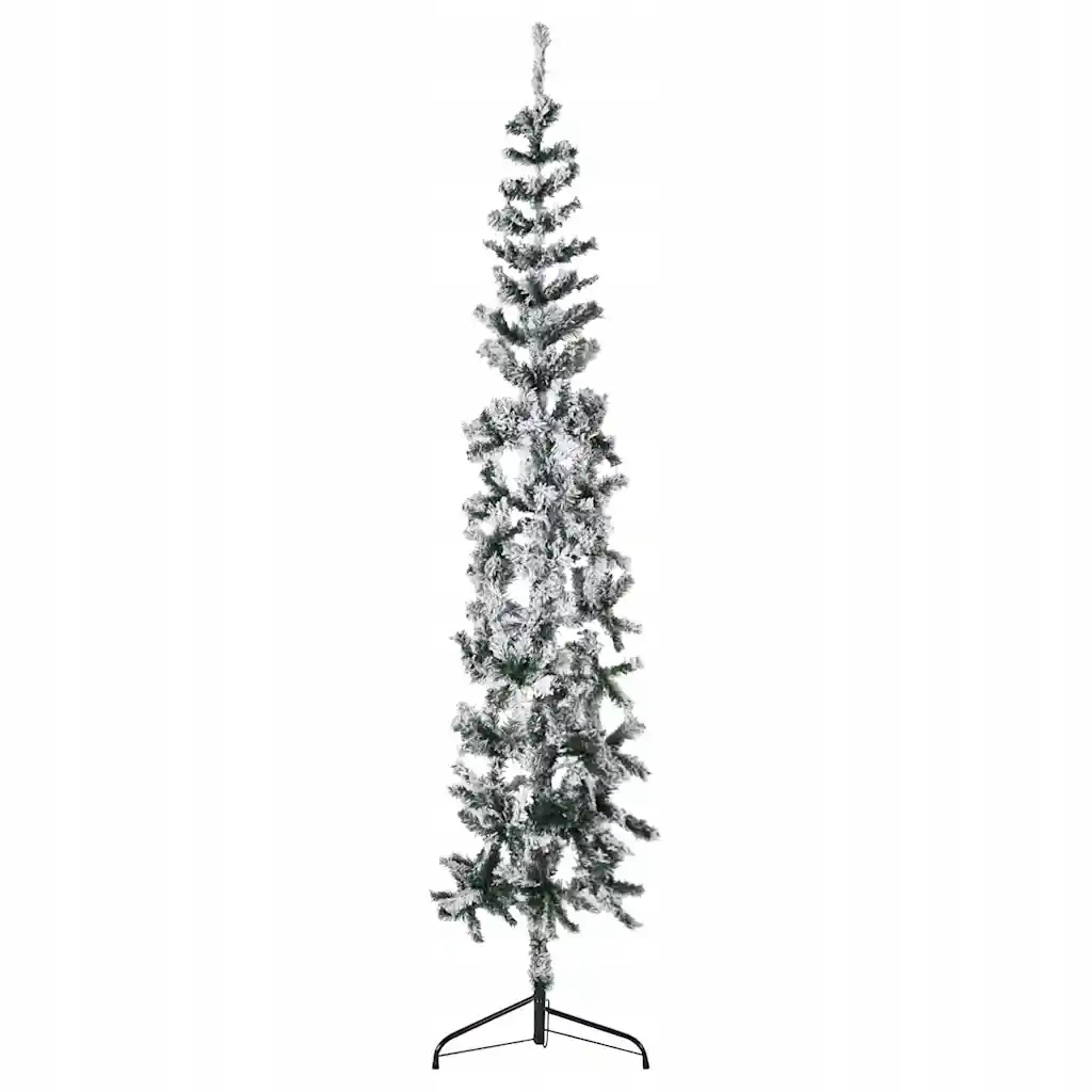 Umělý zasněžený vánoční stromek poloviční Pvc 180 cm zeleno-bílý, 48 cm široký