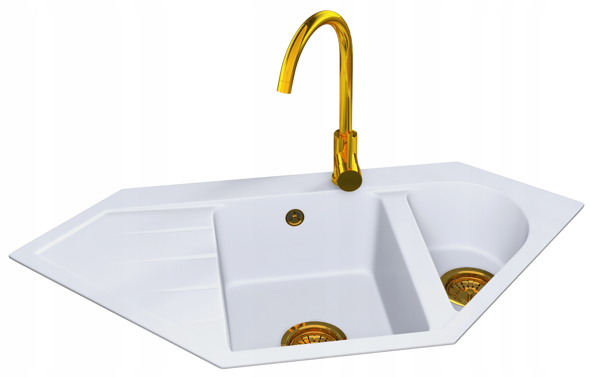 Zlatá Batéria Granitový Drez Nástenný Sifón