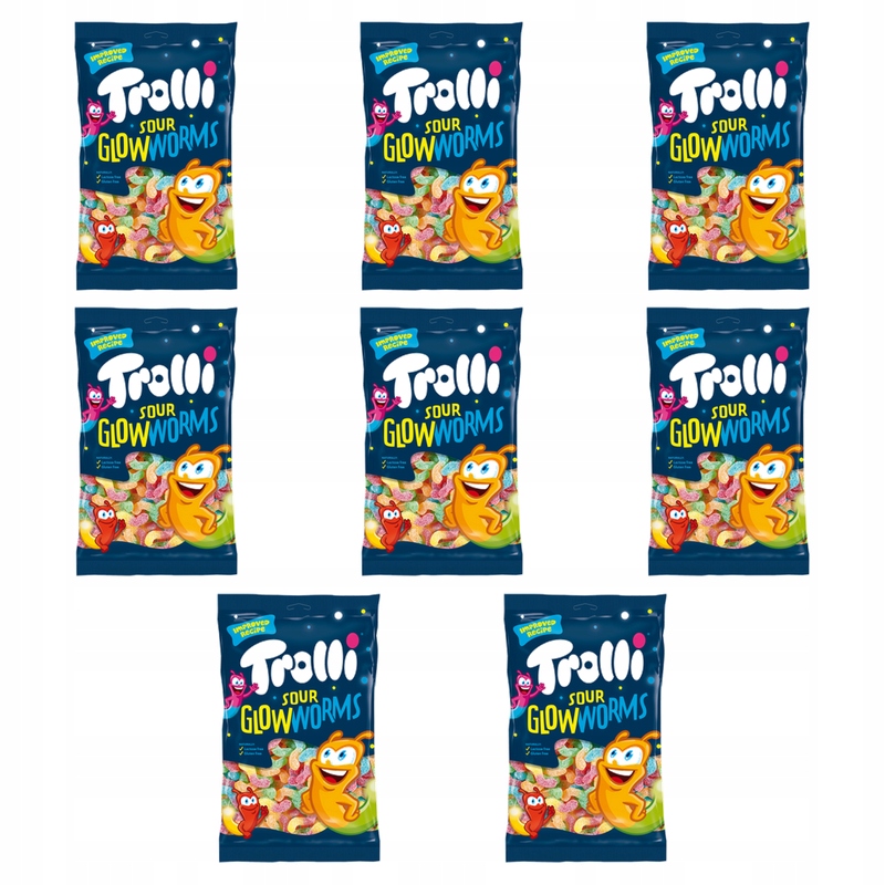 Trolli Sour Glowworms Broučci Želé Bonbony 1000g X8