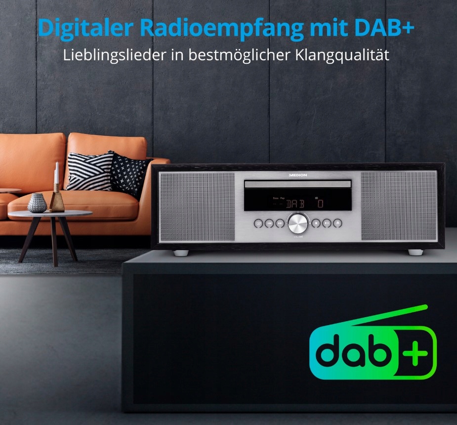 MINI WIEŻA CYFROWA MEDION MD44125 DAB+ FM CD MP3 AUX BT 2X15 Watt Model MD44125-SI