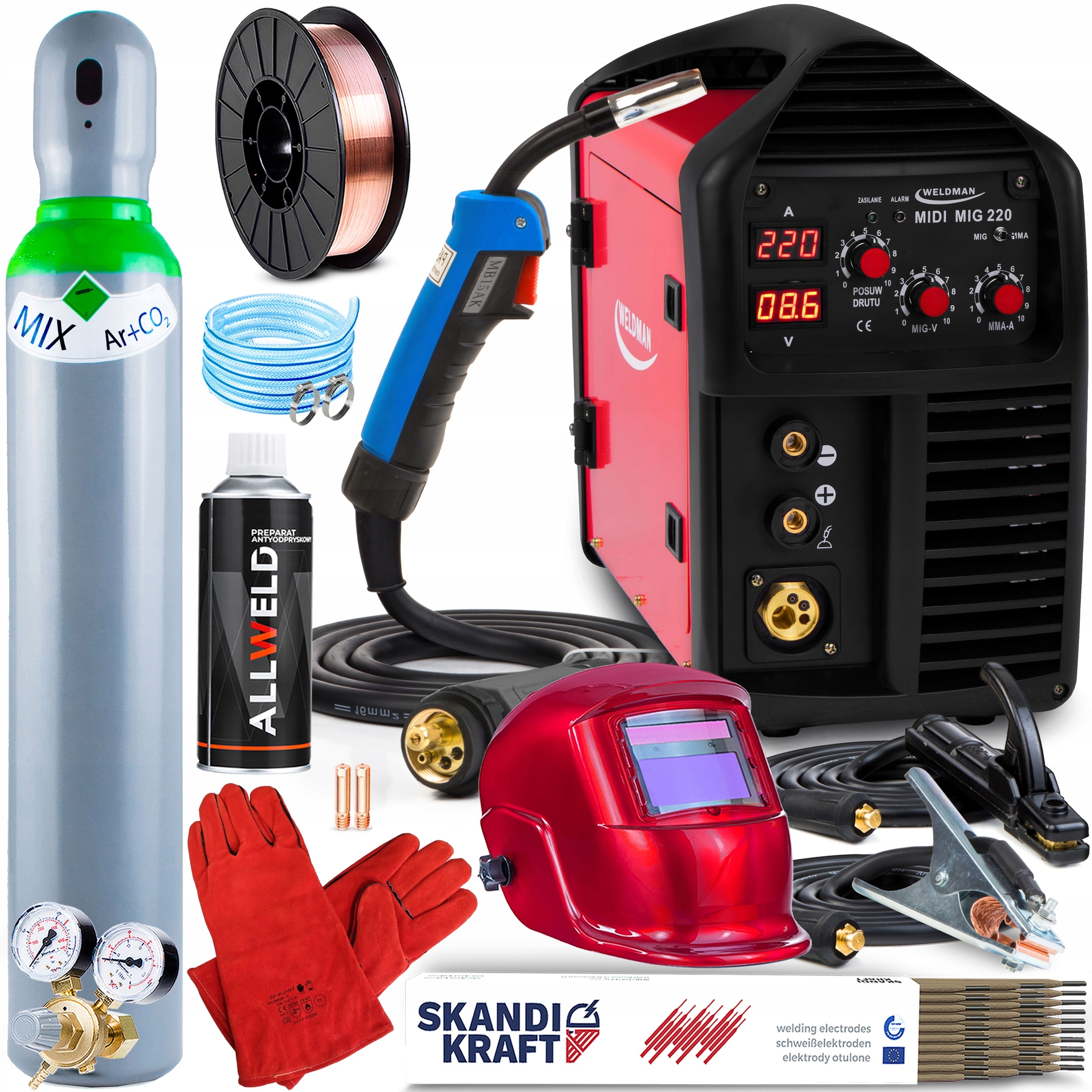 Invertorová Svářečka Weldman MIDI Mig 200 Mma 230V 220A Igbt Aluminium Flux