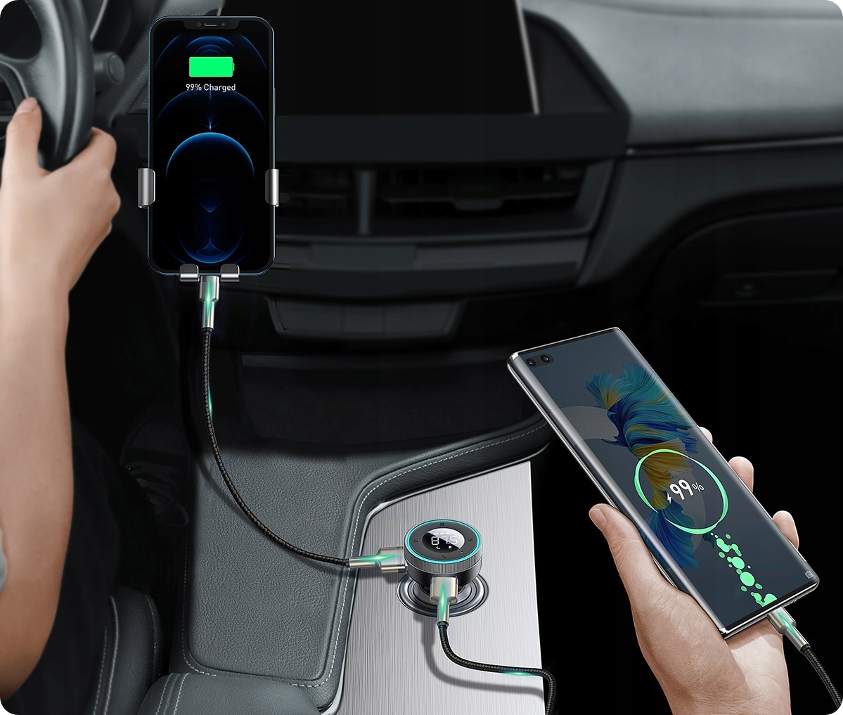 BASEUS TRANSMITER FM BLUETOOTH ŁADOWARKA SAMOCHODOWA USB 2.4A PD TF AUX Marka Baseus