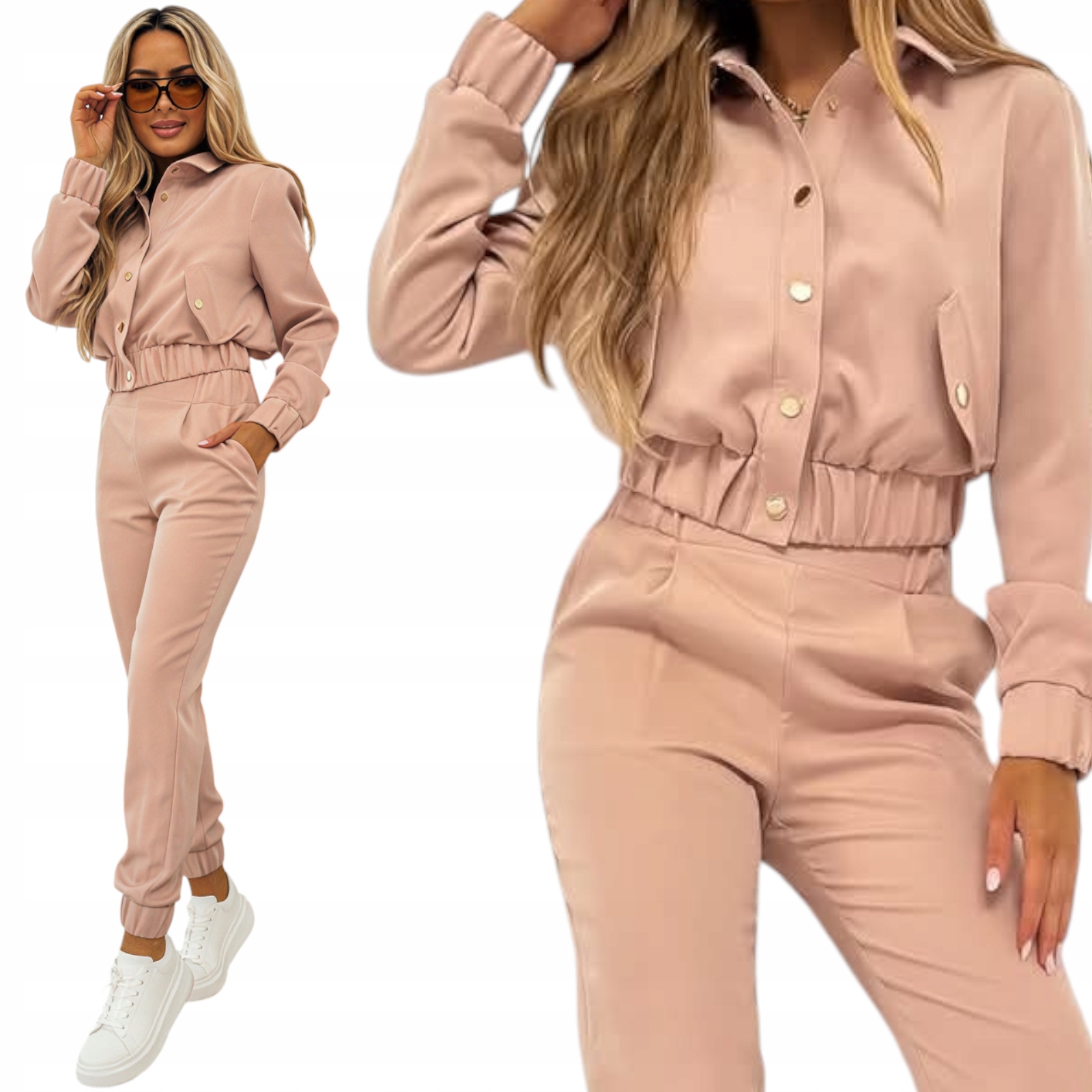 Dámský komplet Mikina se zapínáním kalhoty Polská výroba Starorůžová L