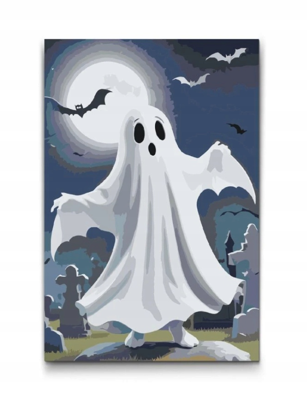 Malování Podle Čísel Halloween Duch Strašidelný Netopýři Hřbitov 40x60 cm