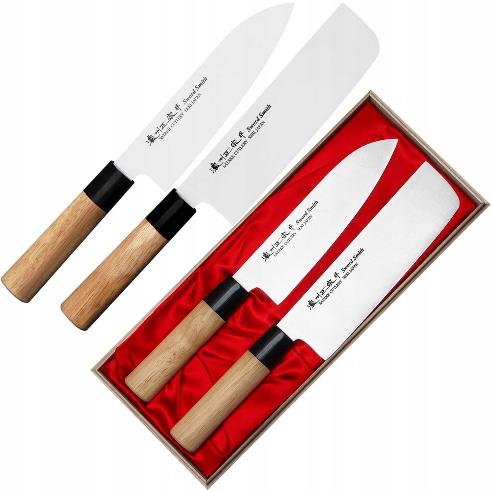 Satake Japonský misaki Sada 2 nožov Nôž Santoku 17 cm a Nakiri 16 cm v puzdre