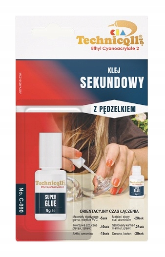Technicqll Klej sekundowy cyjanoakrylowy 8g z pędzelkiem Bezbarwny C-990