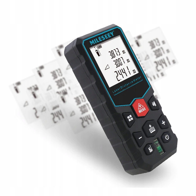 DALMIERZ LASEROWY CYFROWY MIERNIK ODLEGŁOŚCI 40 METRÓW PAMIĘĆ POMIARÓW LCD Klasa lasera klasa 2