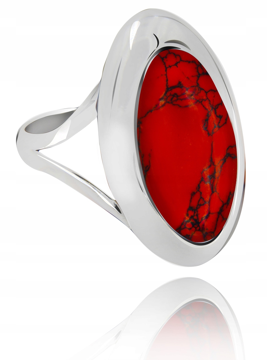 

Pierścionek Srebrny Z Koralem. Pr.925 Rozmiar 23