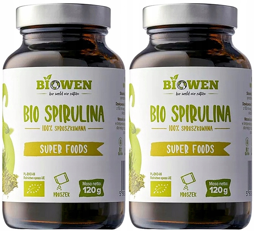 Bio Spirulina 2x120g Biowen Bílkoviny Řasy Přeměna hmoty Vitamíny Minerály