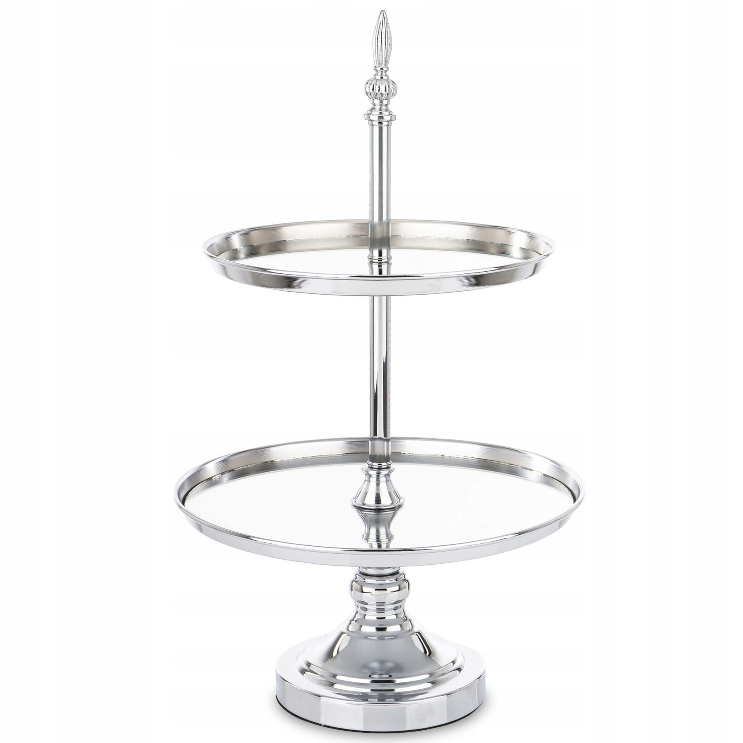 Podnos podnos kovový zrcadlo stříbrný 2 úrovně 52x31x31 180090