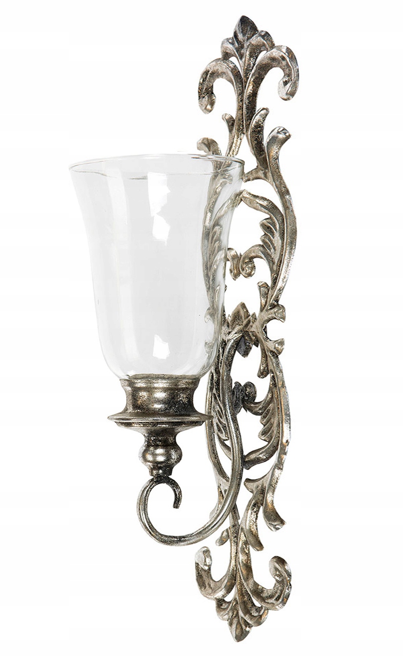 Závěsný Svícen staré stříbro kov sklo