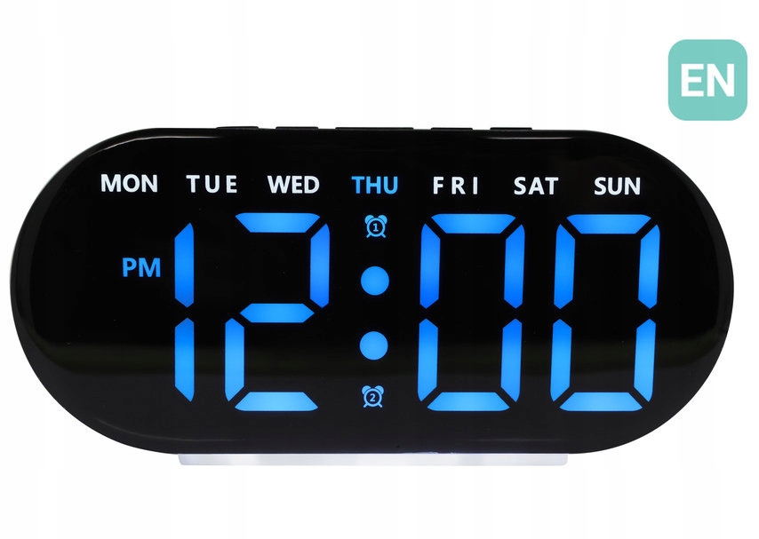 Modrý Budík Led Jvd SB8035.4 Teploměr Podsvícení Dva Alarmy
