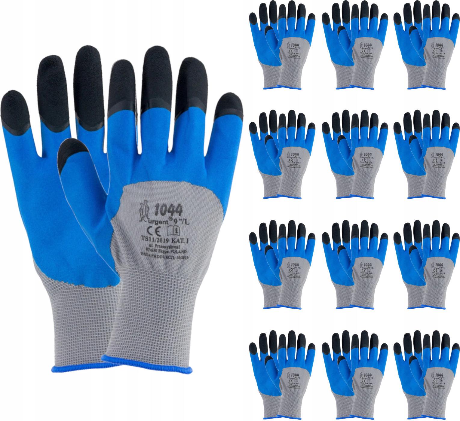 Rękawice robocze ochronne Urgent powlekane lateksem 12 par