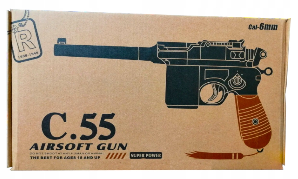 Pistolet Metalowy Na Kulki MAUSER C96 Replika ASG 100% Metal GRANAT 800 szt Stan opakowania oryginalne