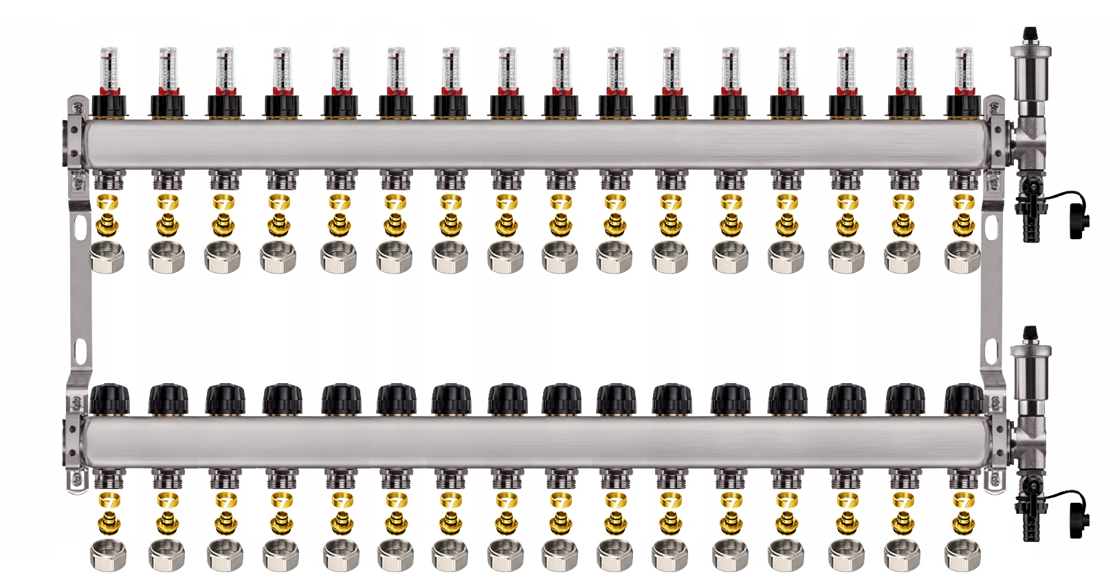 Rozdělovač pro podlahu nerezový 16-okruhové podlahové vytápění Pex