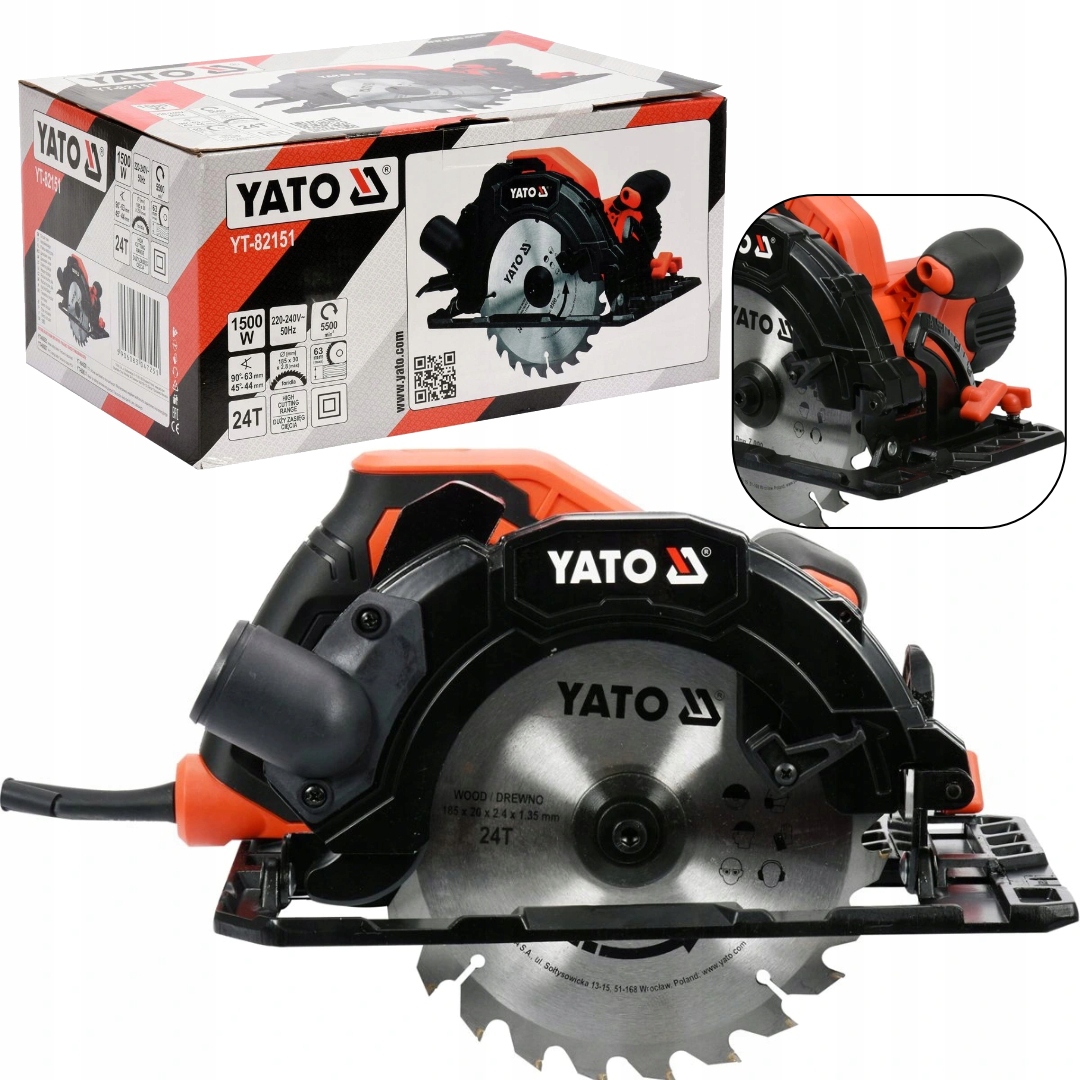 

Pilarka Piła Tarczowa 185MM 1500W Yato YT-82151