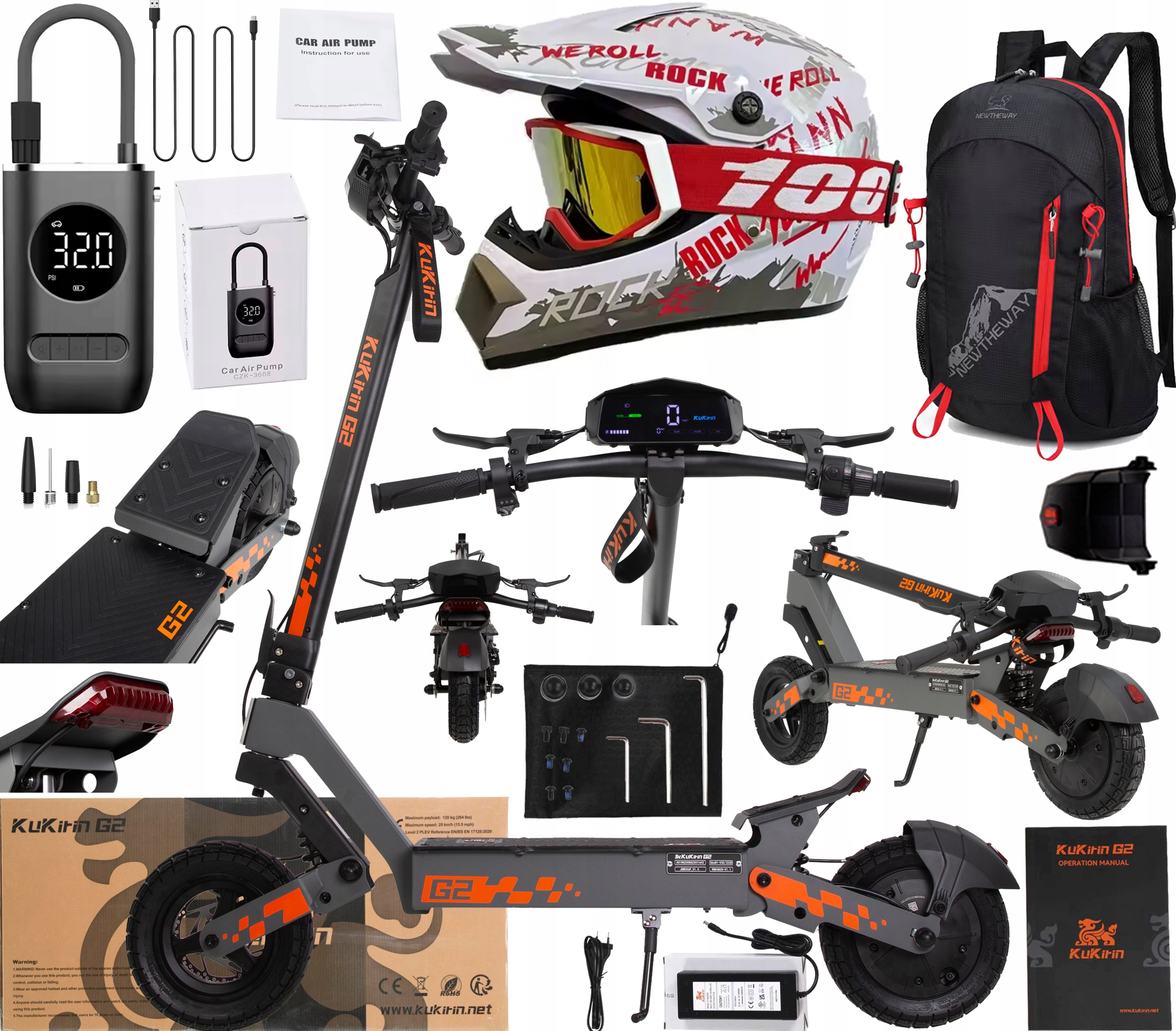 KuKirin G2 Pojazd elektryczne Składany 48V 15Ah 800W 45KM/H 55KM +Prezent
