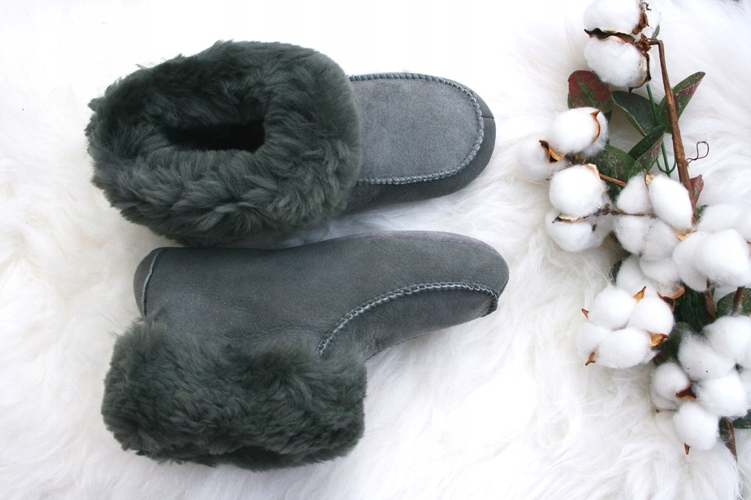 Ciepłe pantofle z owczej skóry - 44 - UNISEX