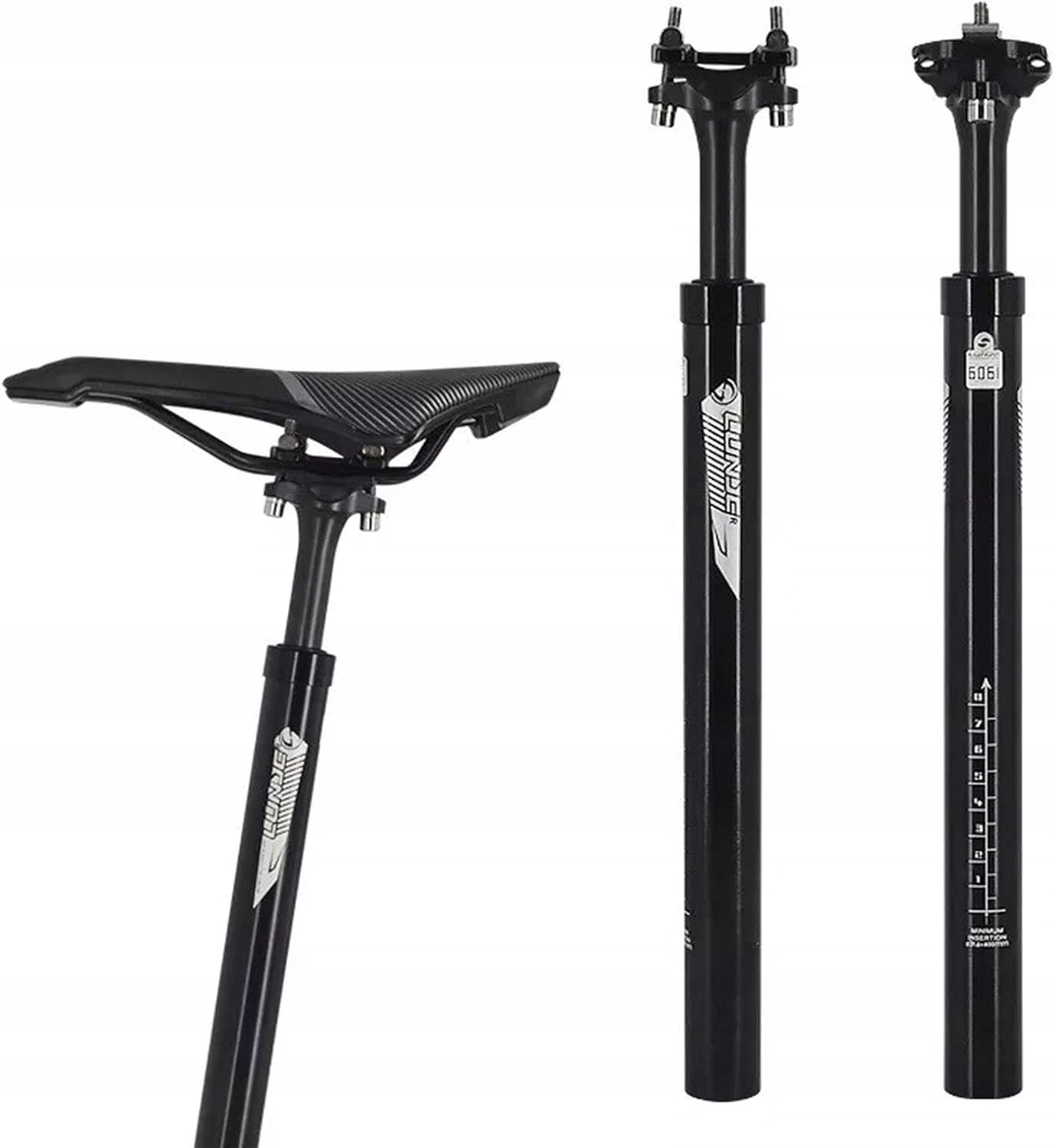 Wspornik Siodła Amortyzowany Sztyca Aluminium Czarny 27.2mm/400mm