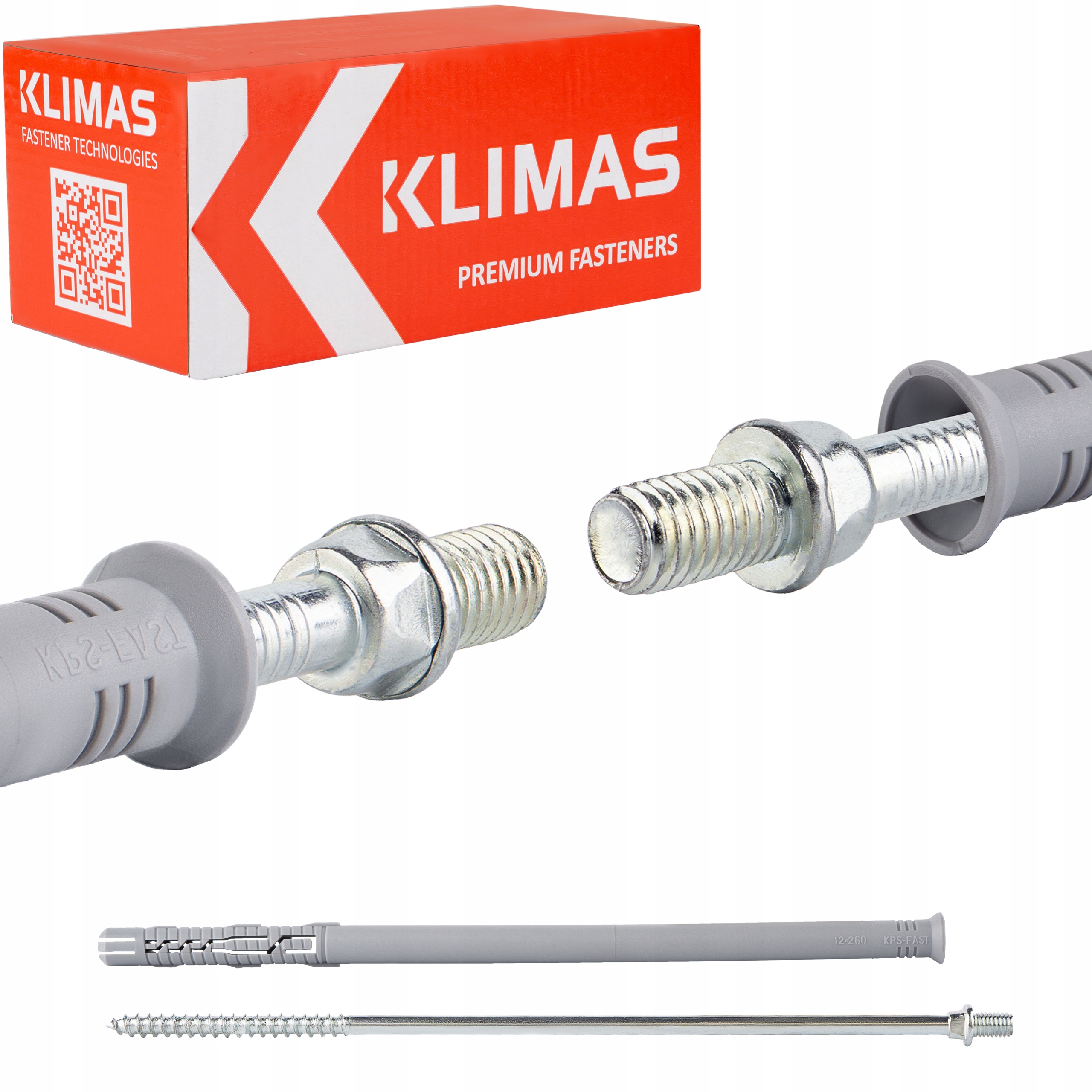 Rozpěrné kolíky pro odtokové trubky 12 x 260 mm 25 Ks dvouzávitové M8 Klimas Kpd