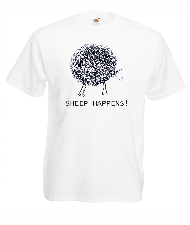 

L Koszulka Męska Owca Sheep Happens Śmieszne