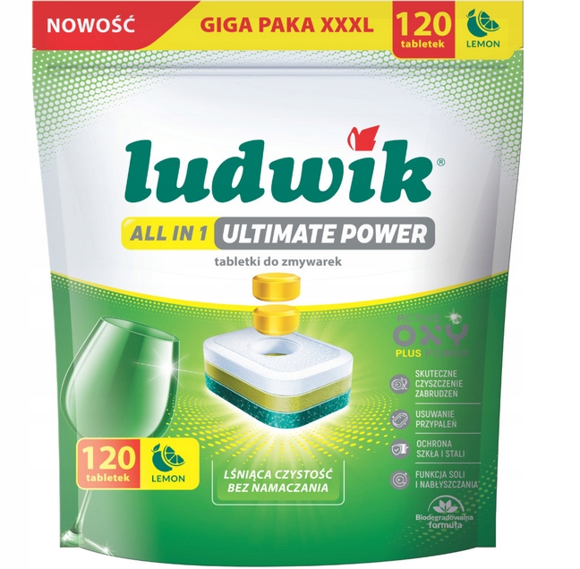 Levně Tablety do myčky nádobí Ludwik All In One Ultimate Power Lemon 120 ks