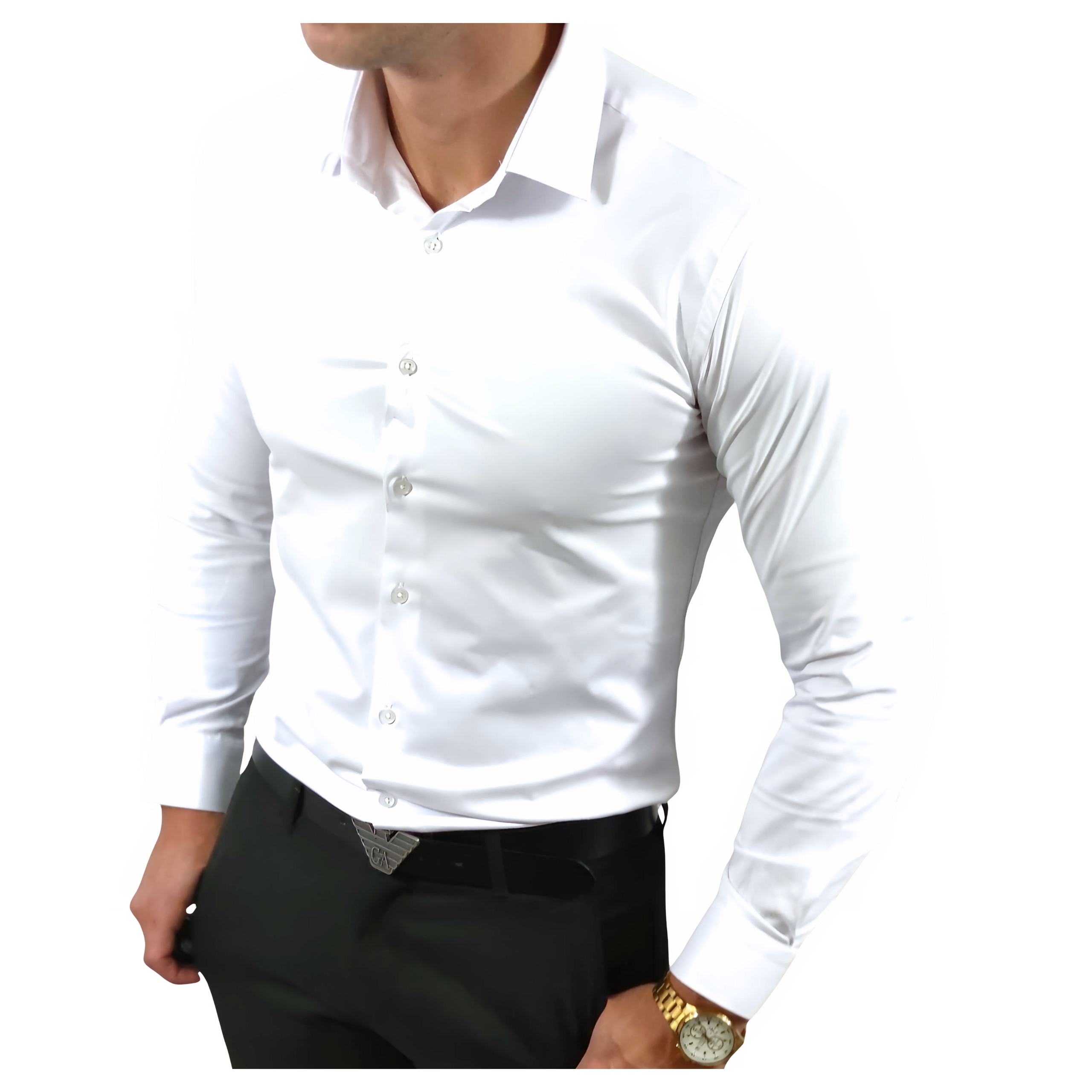 Pánská košile Bílá| Slim Fit Hladká Business Espada velikost M 39/40