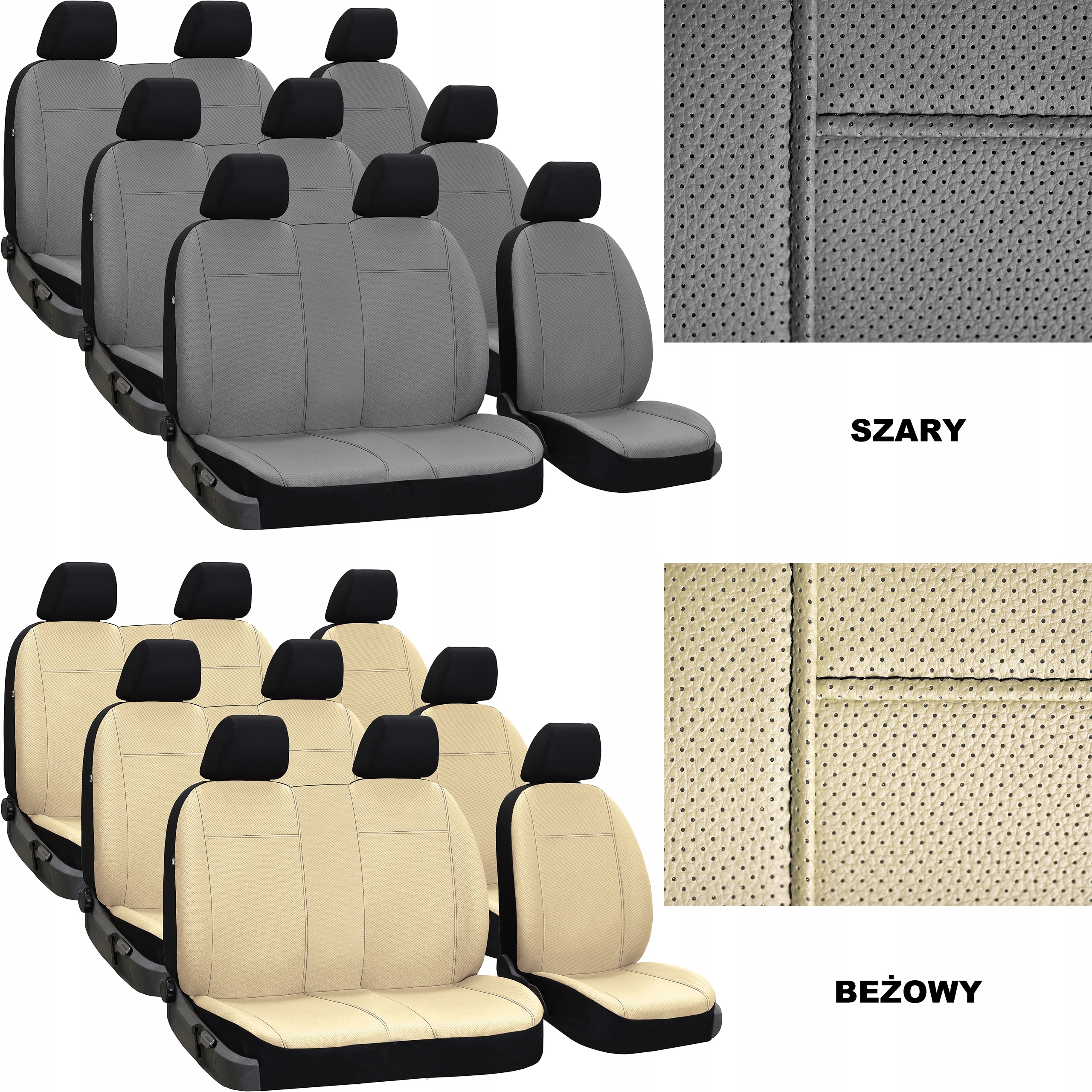 POKROWCE MIAROWE SKÓRZANE do RENAULT TRAFIC 3 9m Typ pokrowiec