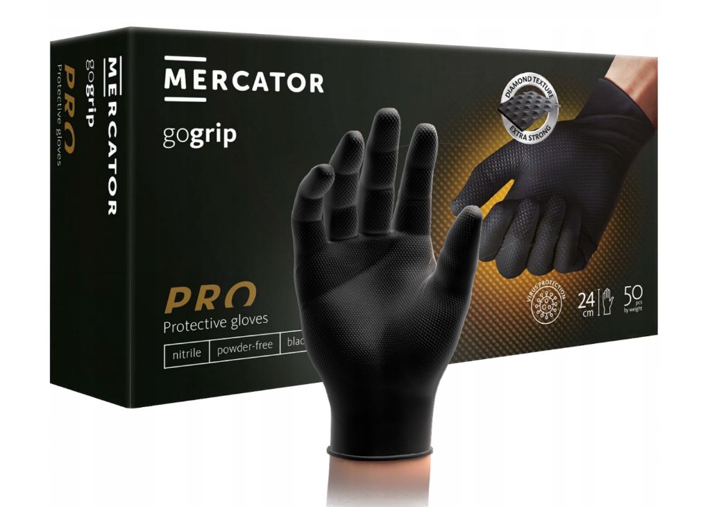 

Rękawice techniczne nitryl Mercator black XL 50szt