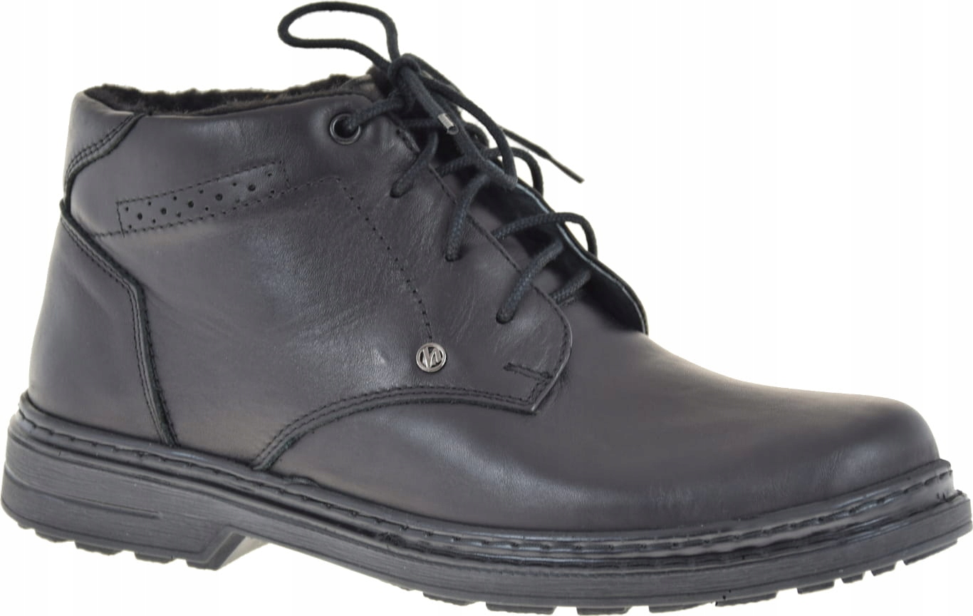 Pánské kožené Kotníkové Boty Helios 810 černé pohodlné teplé zimní boty Vel. 41