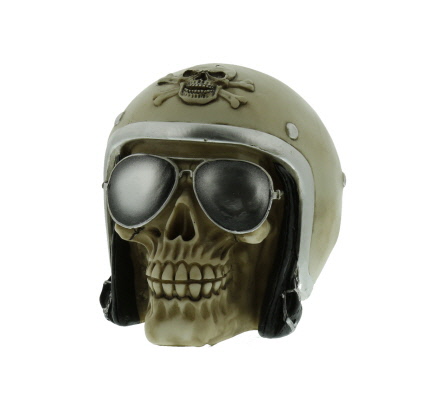 

Skarbonka Skull Czaszka Motocyklista 17x14x15cm